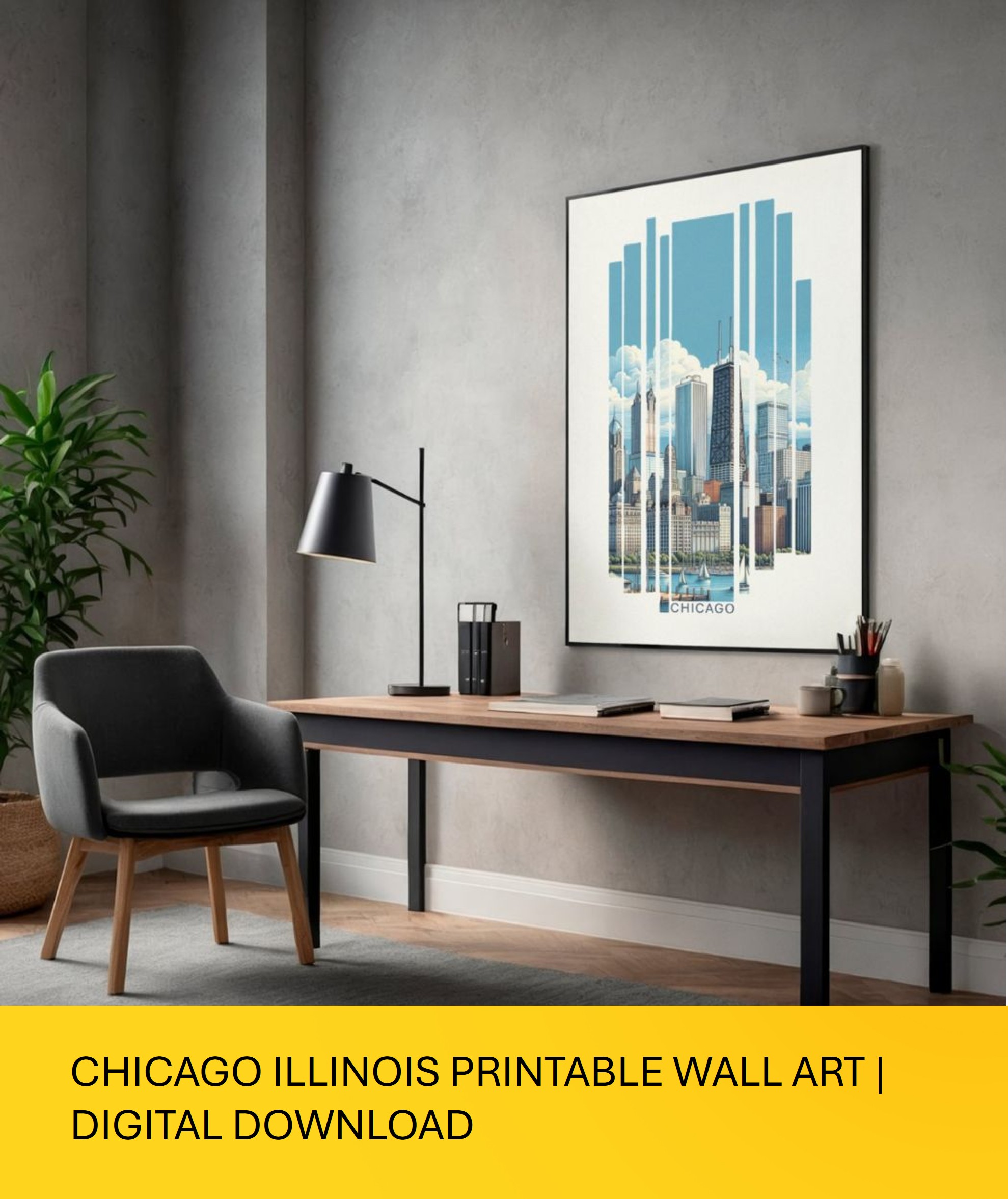 CHICAGO ILLINOIS PRINTABLE WALL ART | DIGITAL DOWNLOAD
